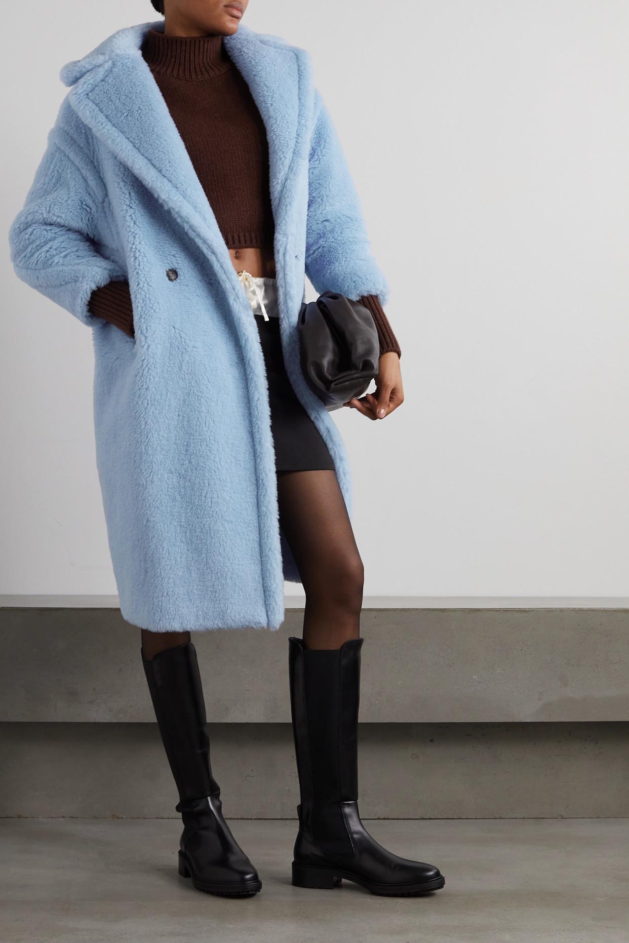 Max Mara Teddy Bear Icon Oversized Double-breasted Alpaca, Wool And  Silk-blend Coat in Blue | Lyst