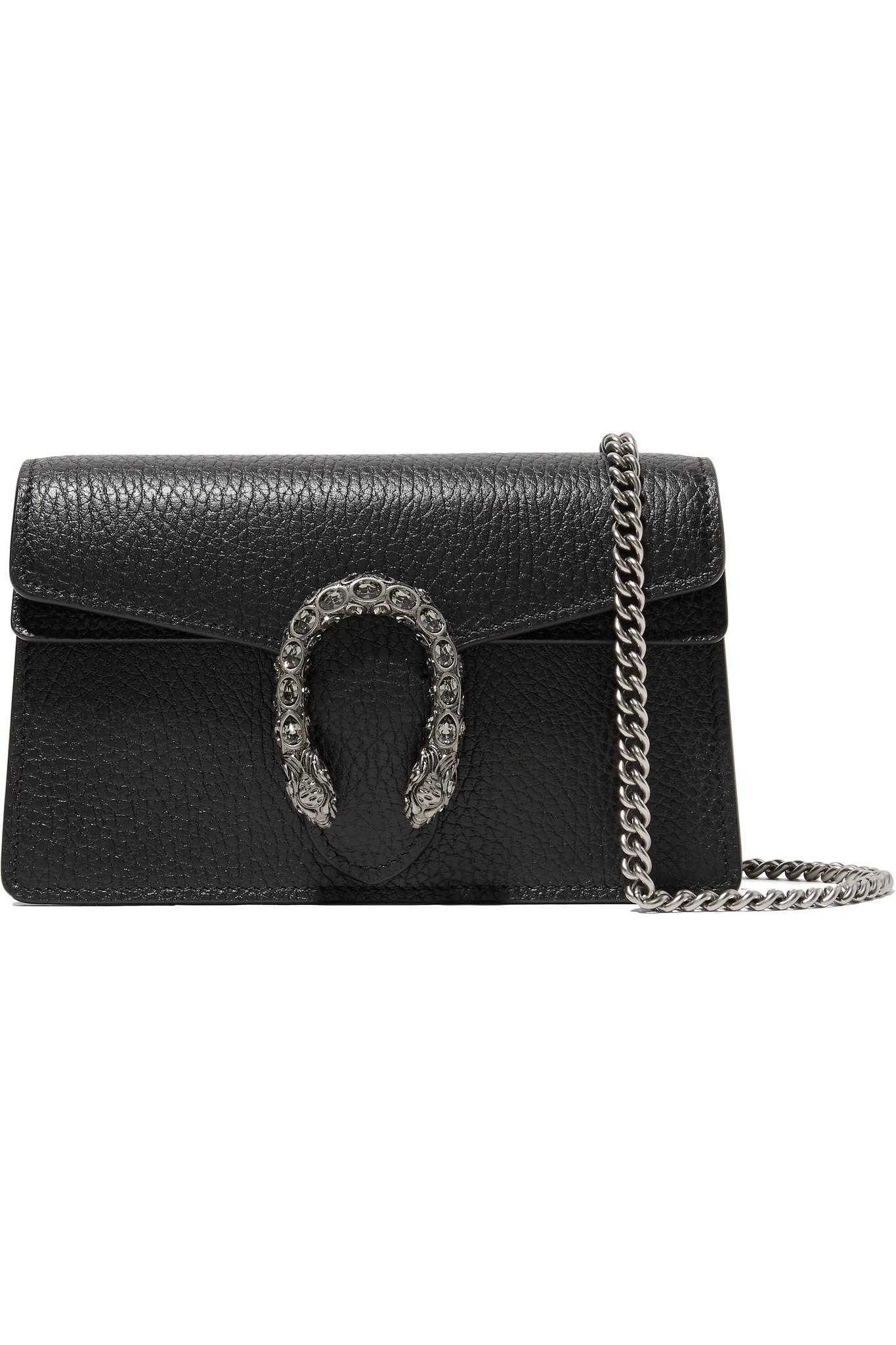 Lyst - Gucci Dionysus Super Mini Textured-leather Shoulder Bag in Black