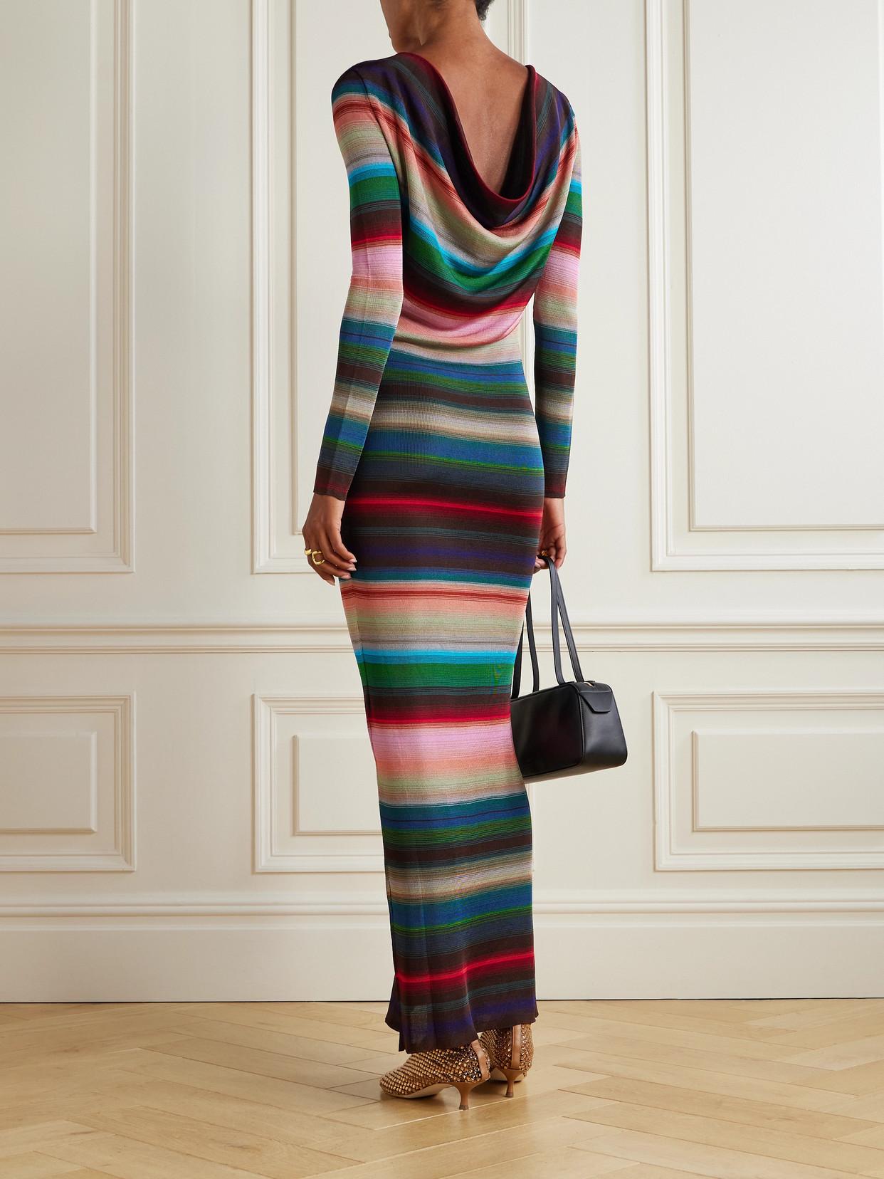 missoni striped crochet-knit maxi dress Missoni Sleeveless Long Dress in Neutral,Orange