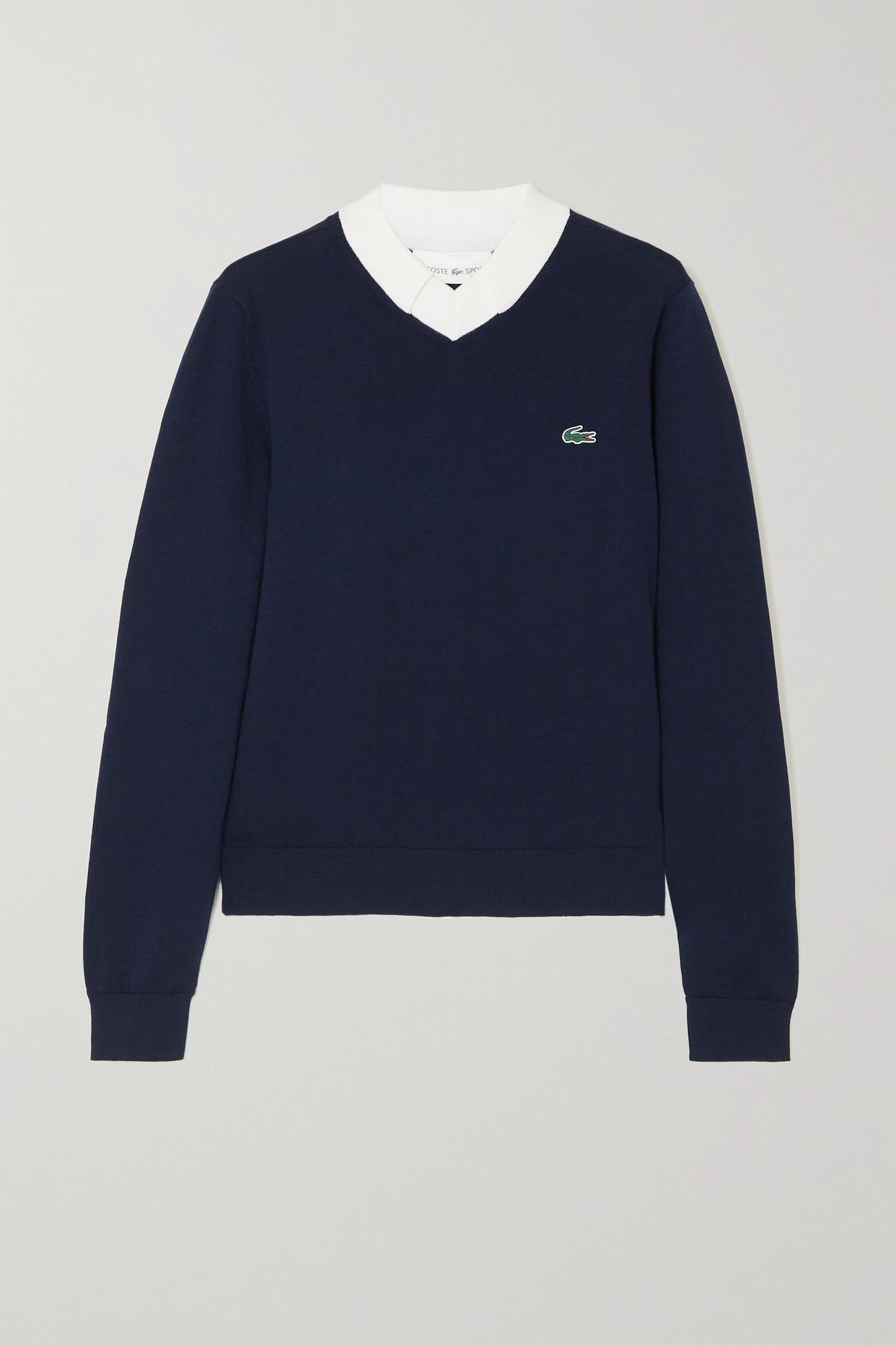 Lacoste Layered Cotton-blend Golf Sweater in Blue | Lyst