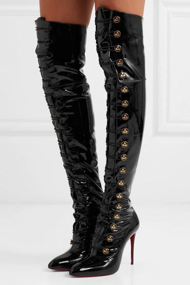 Christian Louboutin Frenchissima Alta 100 Patent-leather Over-the-knee  Boots in Black | Lyst