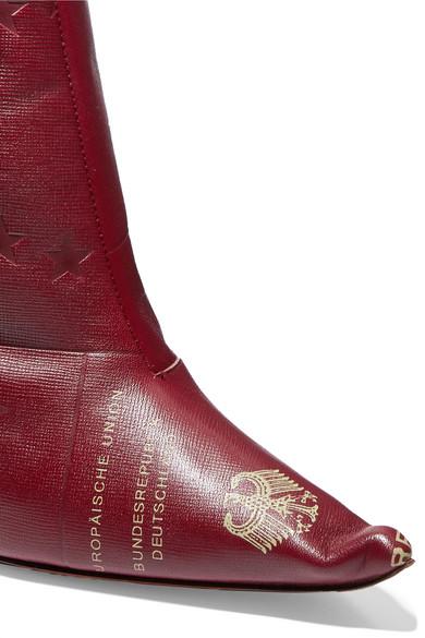 Vetements 110 Passport Print Leather Boots in Red | Lyst