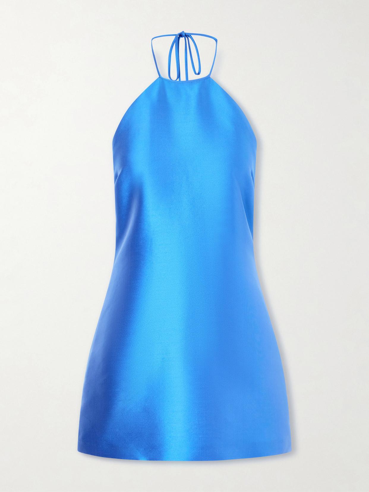 halter satin long dress Francesca Satin Halter Tie Neck Floor Length Dress main image 1