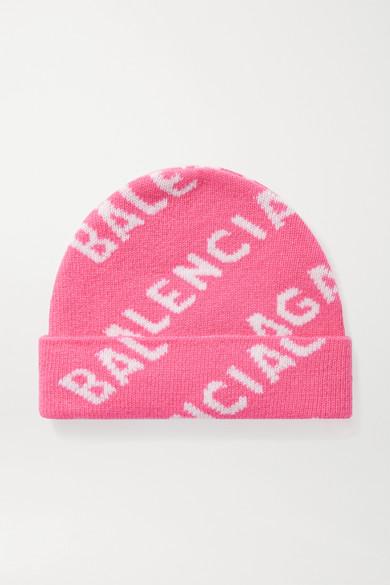 Balenciaga Intarsia Wool-blend Beanie in Pink | Lyst