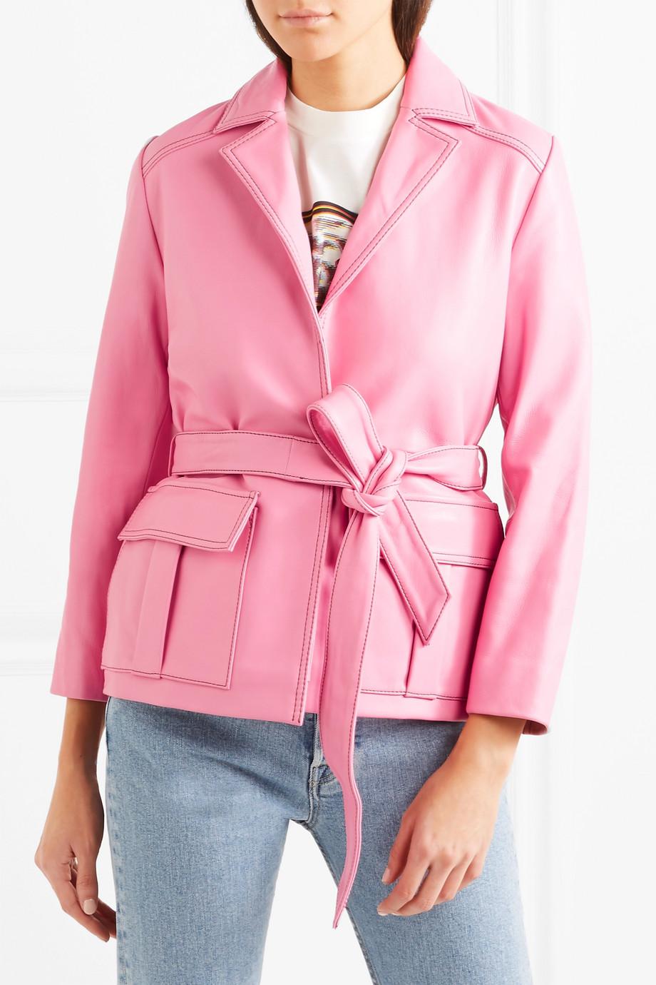 Ganni Passion Leather Jacket in Pink - Lyst