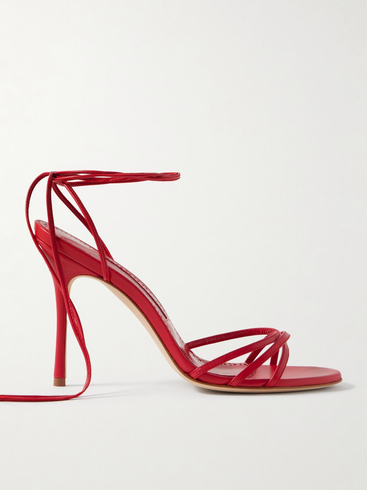 Manolo Blahnik Leva 105 Leather Sandals in Red | Lyst
