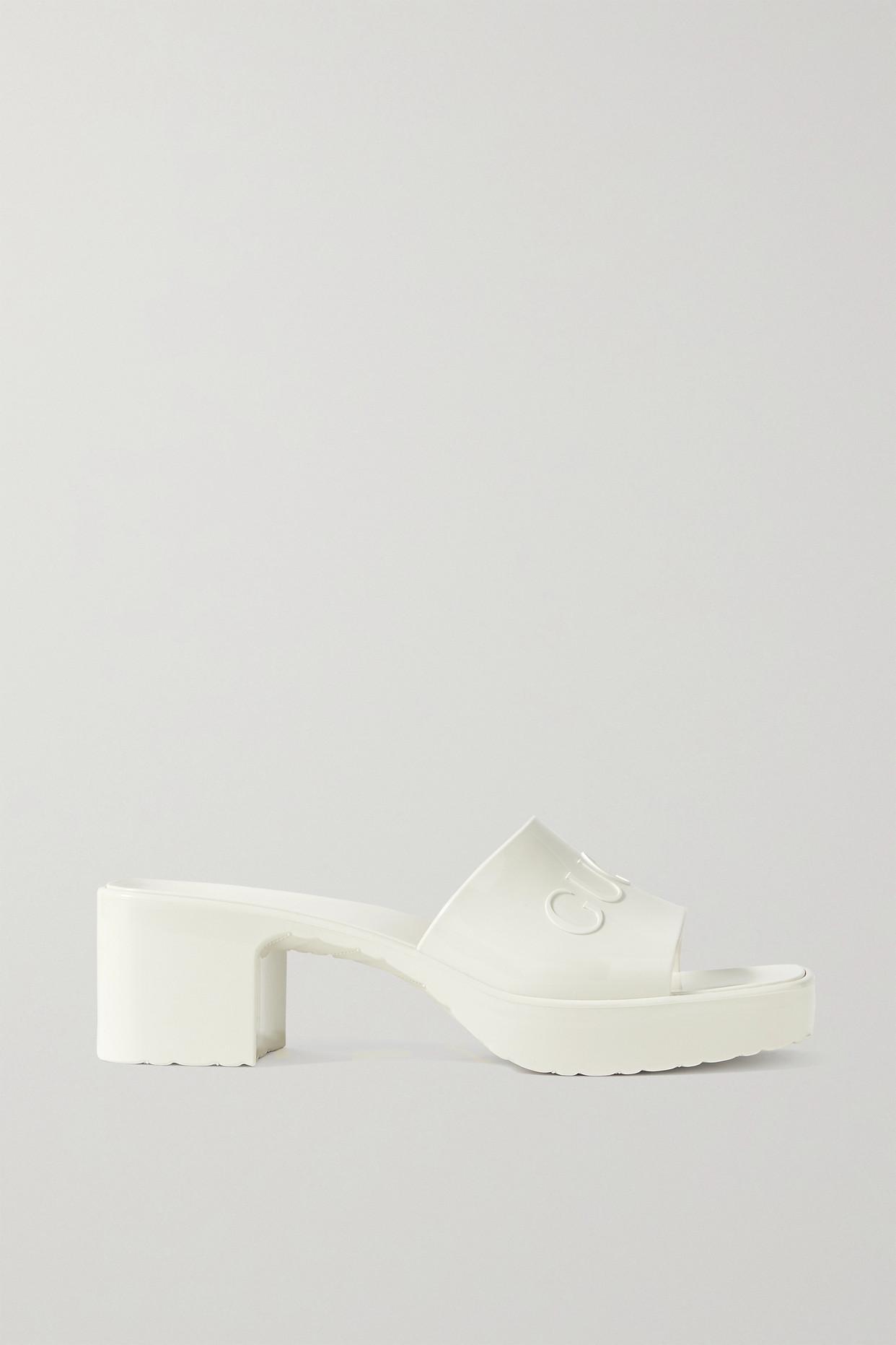 Gucci Plastique Logoembossed Rubber Mules in White Lyst