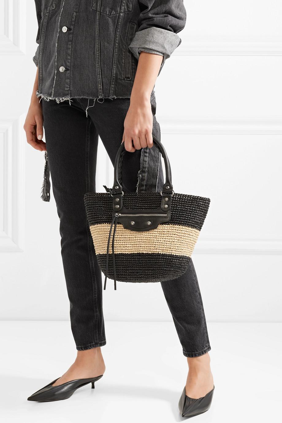 Balenciaga Panier Leather-trimmed Two-tone Raffia Tote in Beige (Natural) |  Lyst