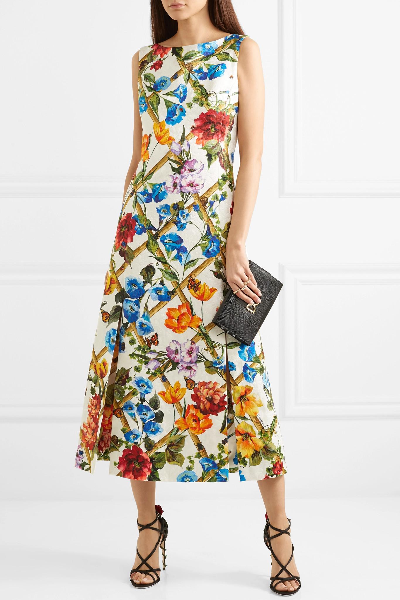 Dolce & Gabbana Printed Cotton And Silkblend Brocade Midi