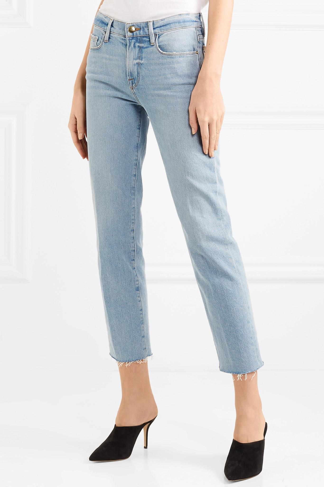 FRAME Denim Le Nouveau Cropped Mid-rise Straight-leg Jeans in Light ...