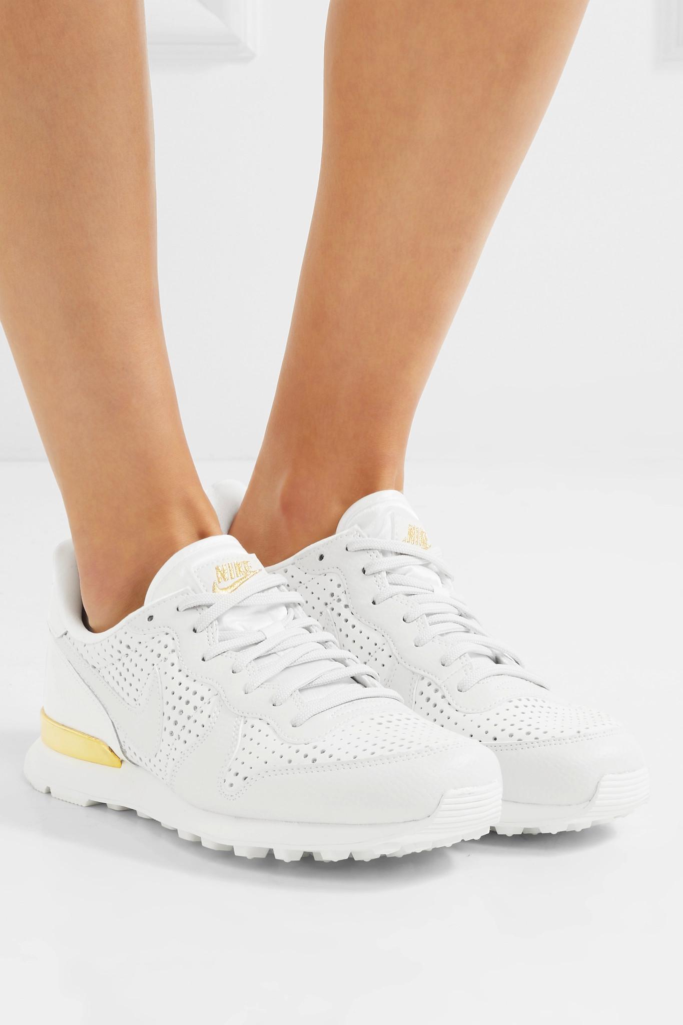 Nike Internationalist Perforated Leather Sneakers in White | Lyst