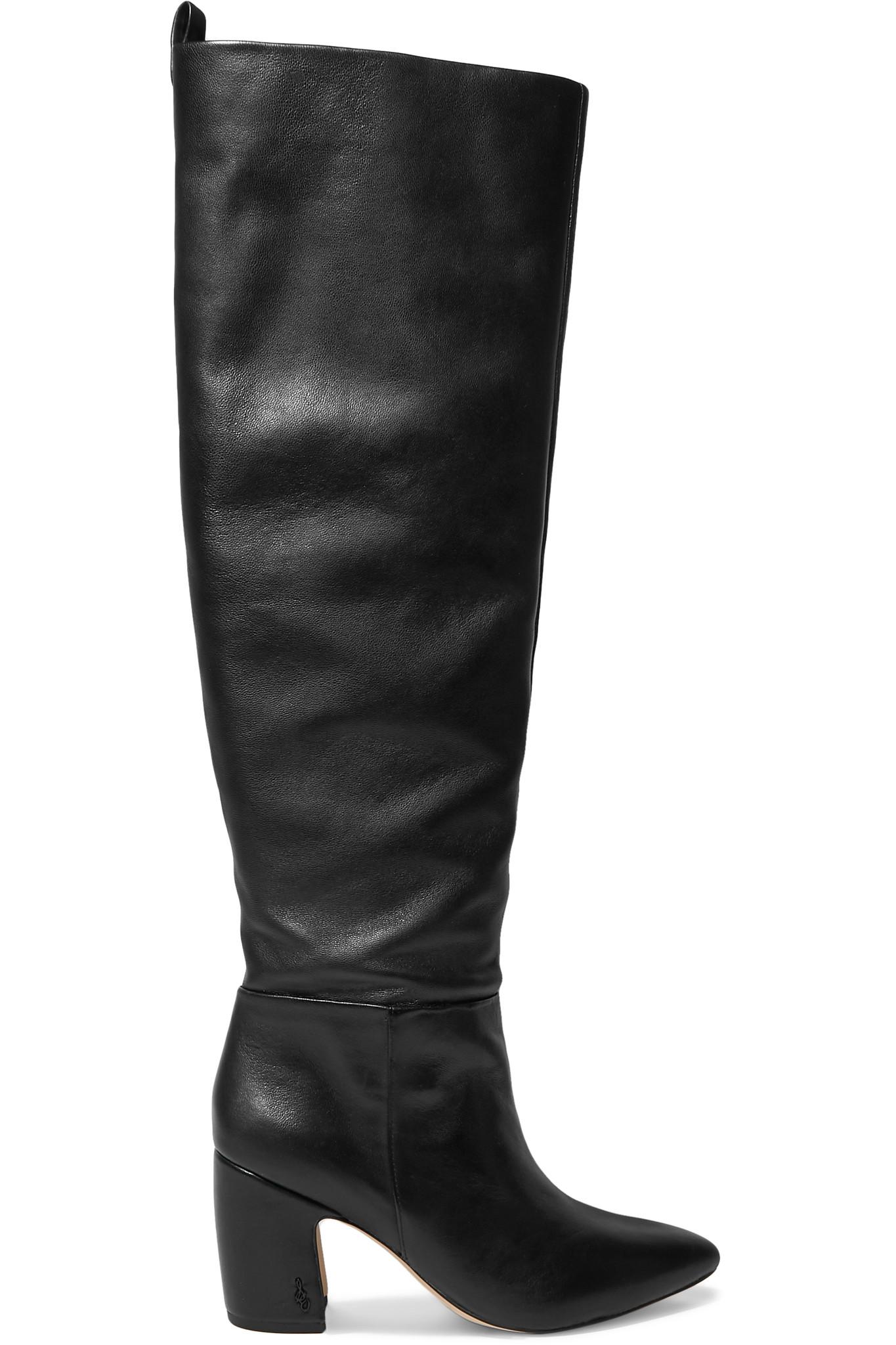 Sam Edelman Hutton Leather Knee Boots in Black - Lyst