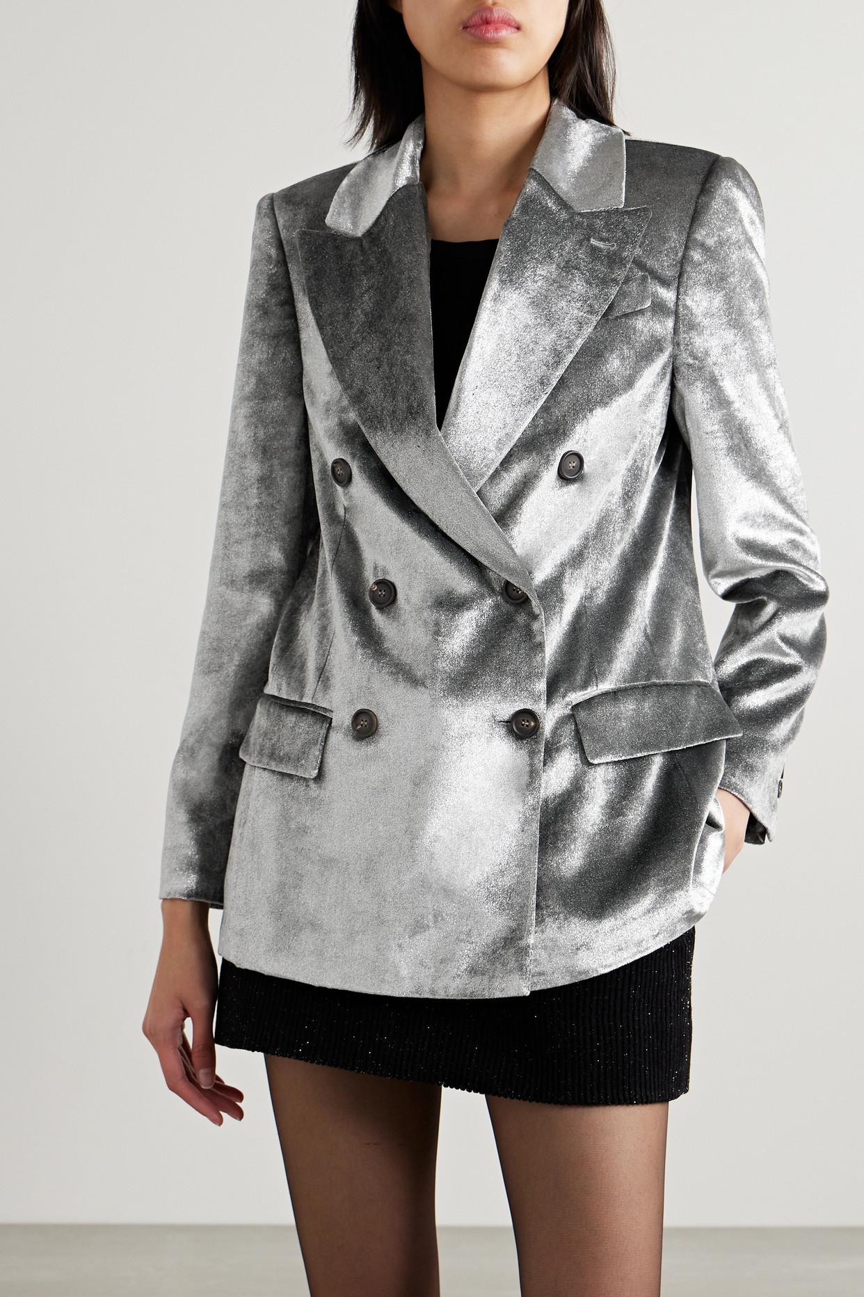 Silver velvet shop blazer