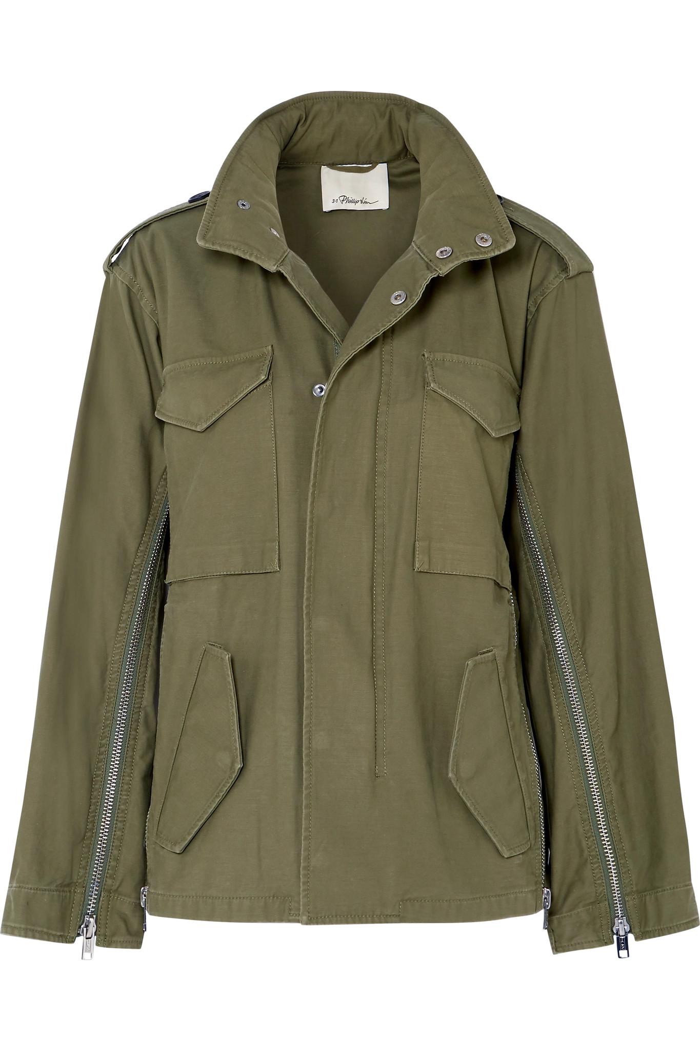 3.1 Phillip Lim Hooded Cottoncanvas Jacket in Army Green (Green) Lyst