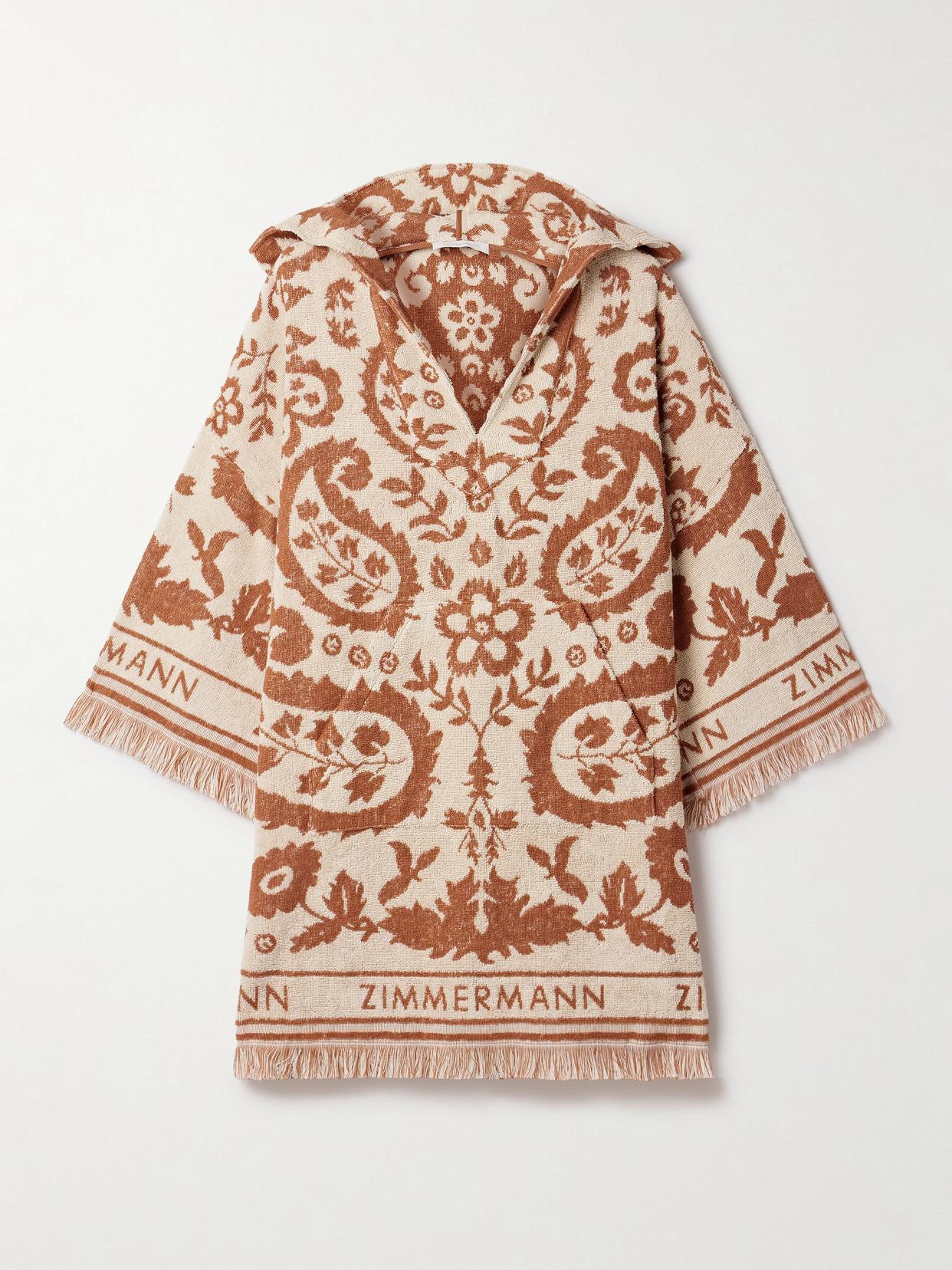 【Zimmermann】Wylie hooded frayed cotton-terry mini dress Zimmermann WYLIE HOODED TOWELING DRESS | REVERSIBLE