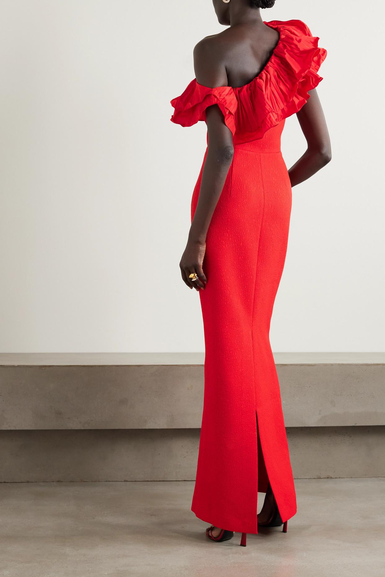 Rebecca Vallance Chiara One-shoulder Ruffled Taffeta-trimmed