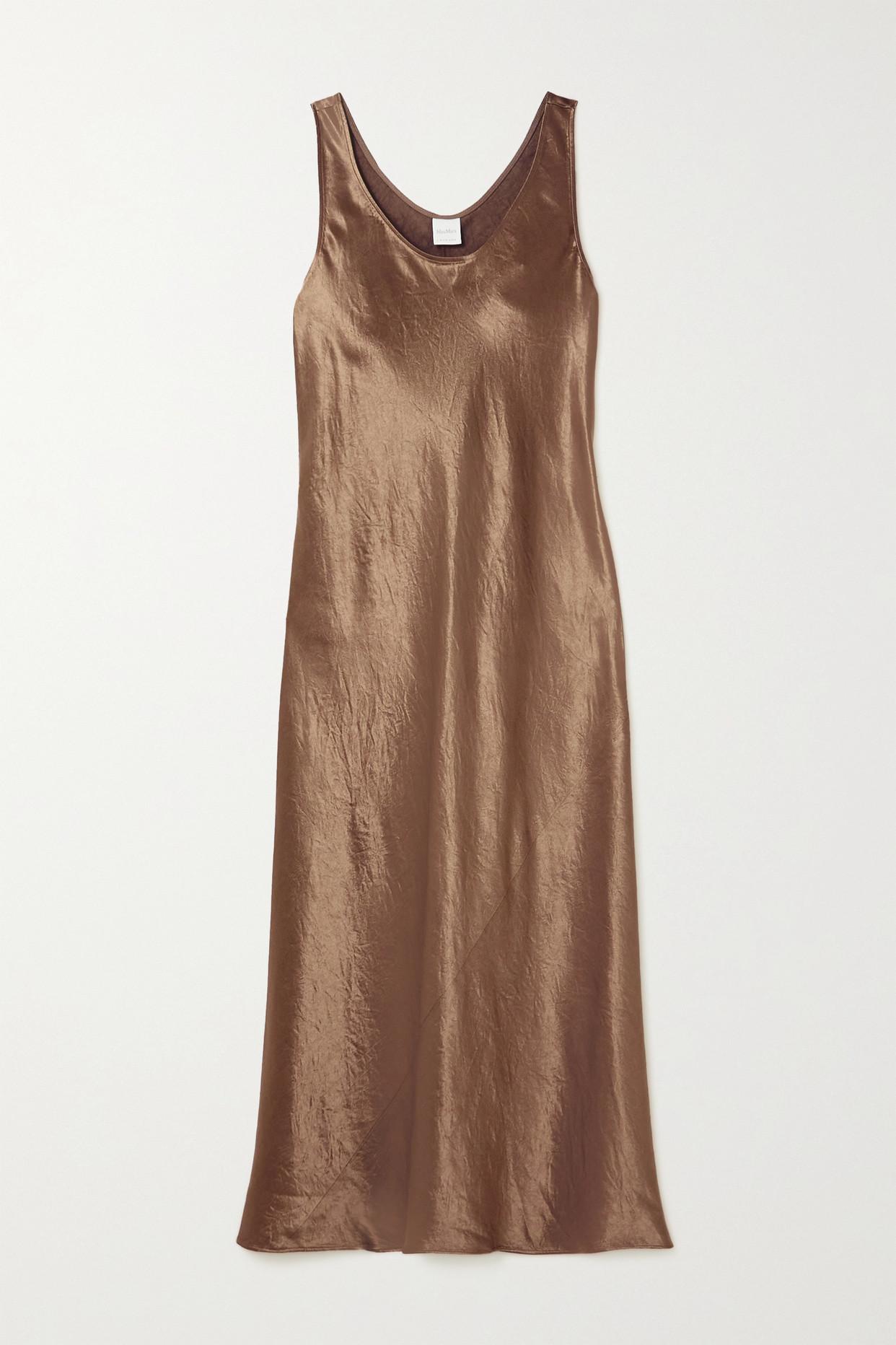 Max Mara + Leisure Talete Washed-satin Midi Dress in Brown | Lyst Canada