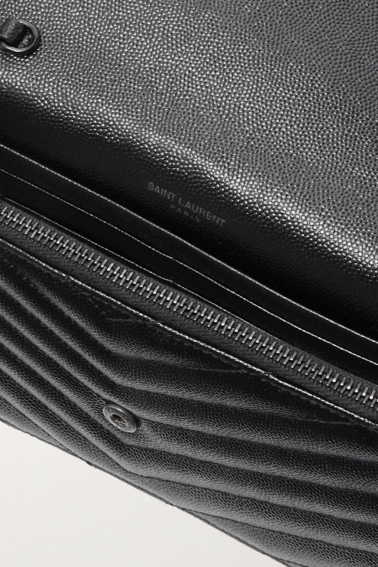 Cassandre Saint Laurent Matelassé Chain Wallet In Patent Leather