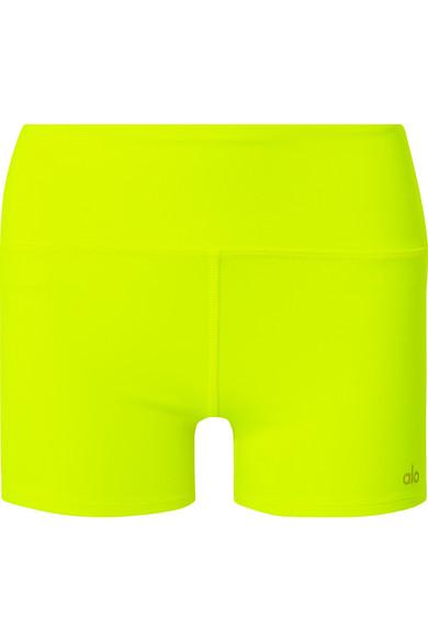 Alo Yoga Airbrush Neon Stretch Shorts in Yellow