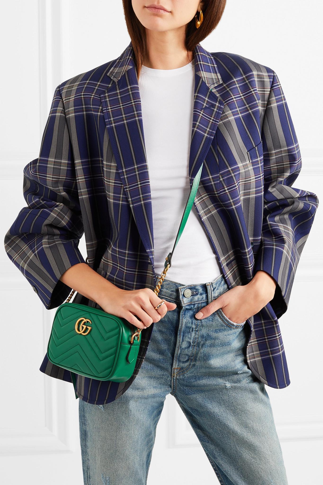 Gucci Gg Marmont Camera Mini Quilted Leather Shoulder Bag in Green | Lyst