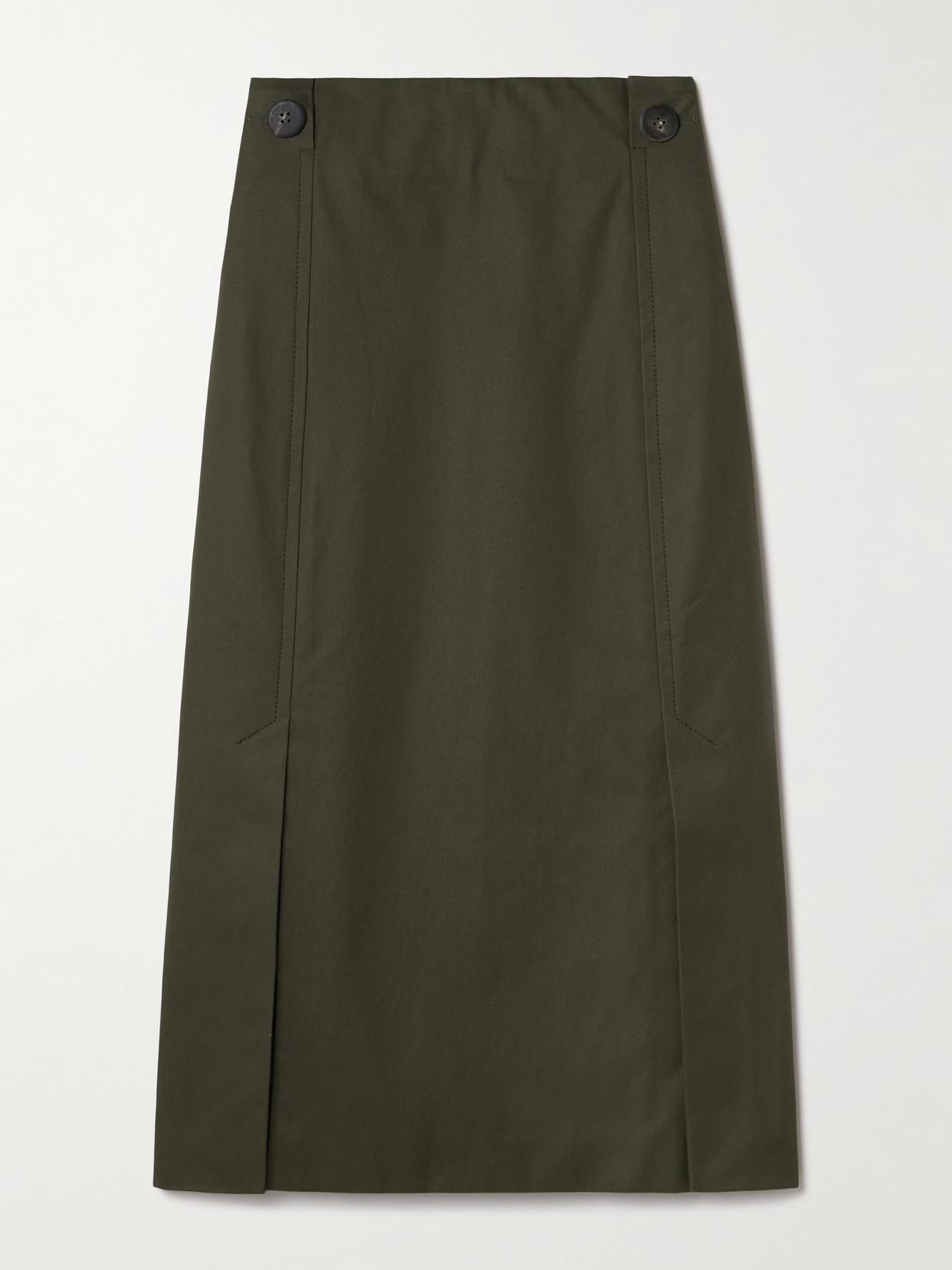 スカート Sa Su Phi Cotton Skirt With Adjustable Waist And Front Slit Sa Su Phi Cotton Skirt With Adjustable Waist And Front Slit