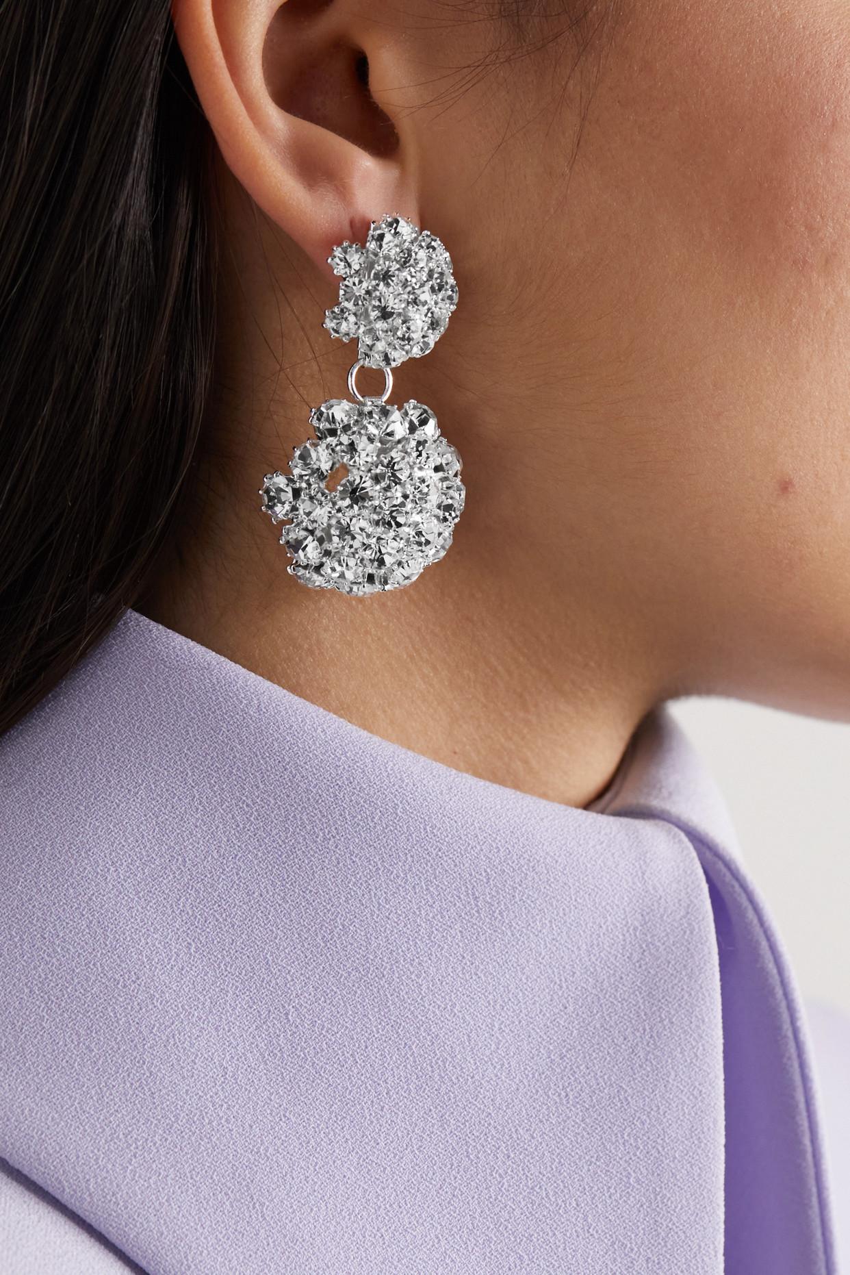 Magda Butrym Silver-tone Crystal Clip Earrings in Metallic | Lyst
