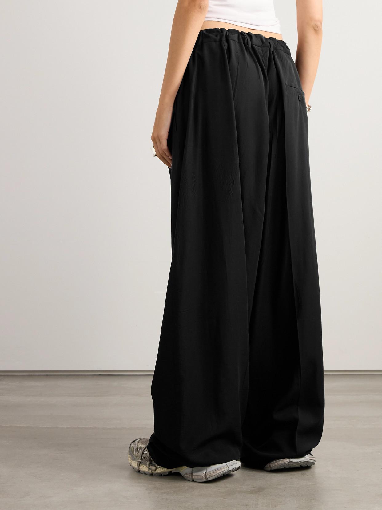 パンツ Balenciaga Black Lyocell Wide-Leg Pant Balenciaga Lyocell-Poplin Wide-Leg Pants in Black | Lyst