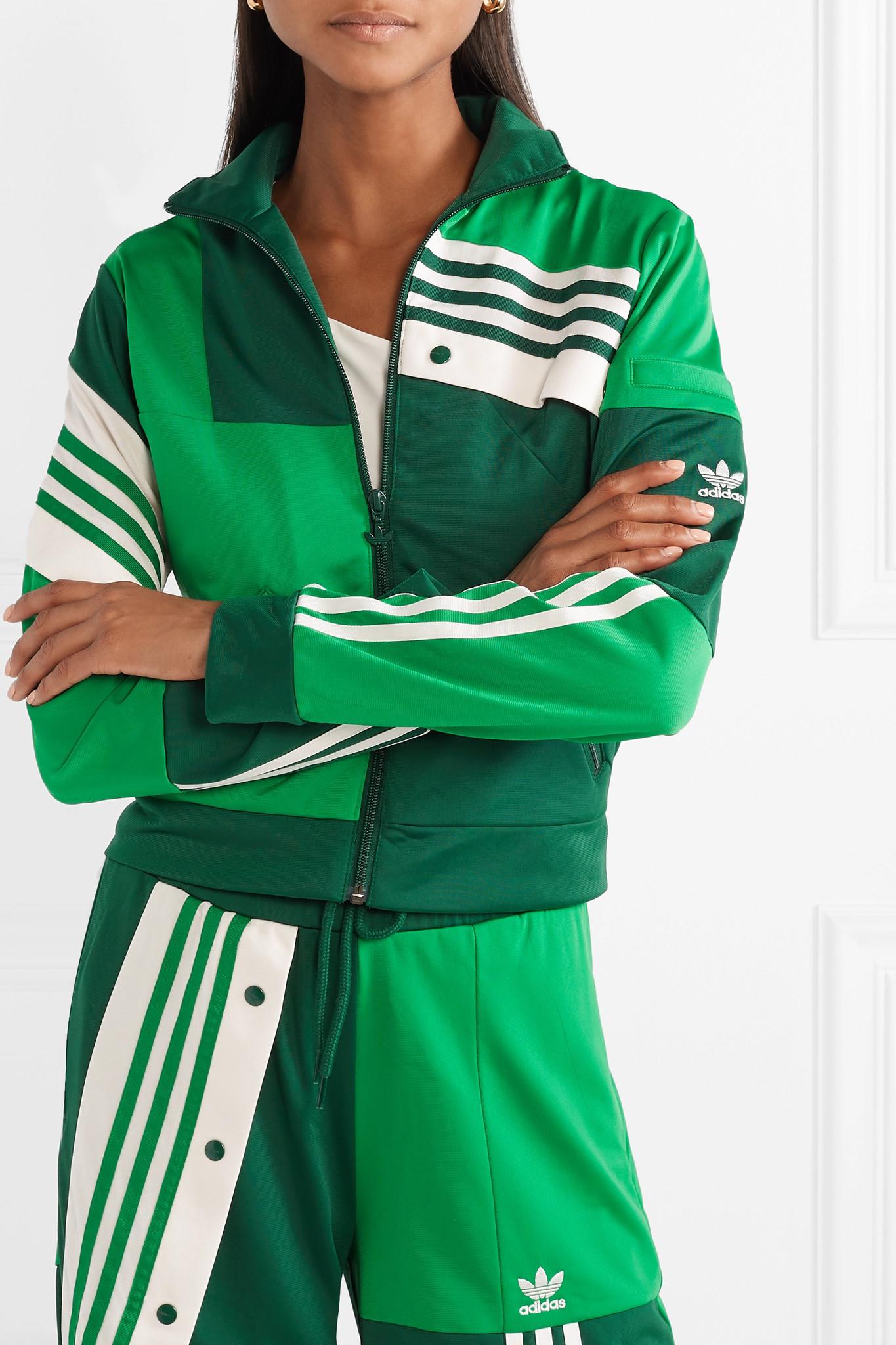adidas Originals Daniëlle Cathari Snap-embellished Patchwork Jersey Track  Jacket in Green | Lyst