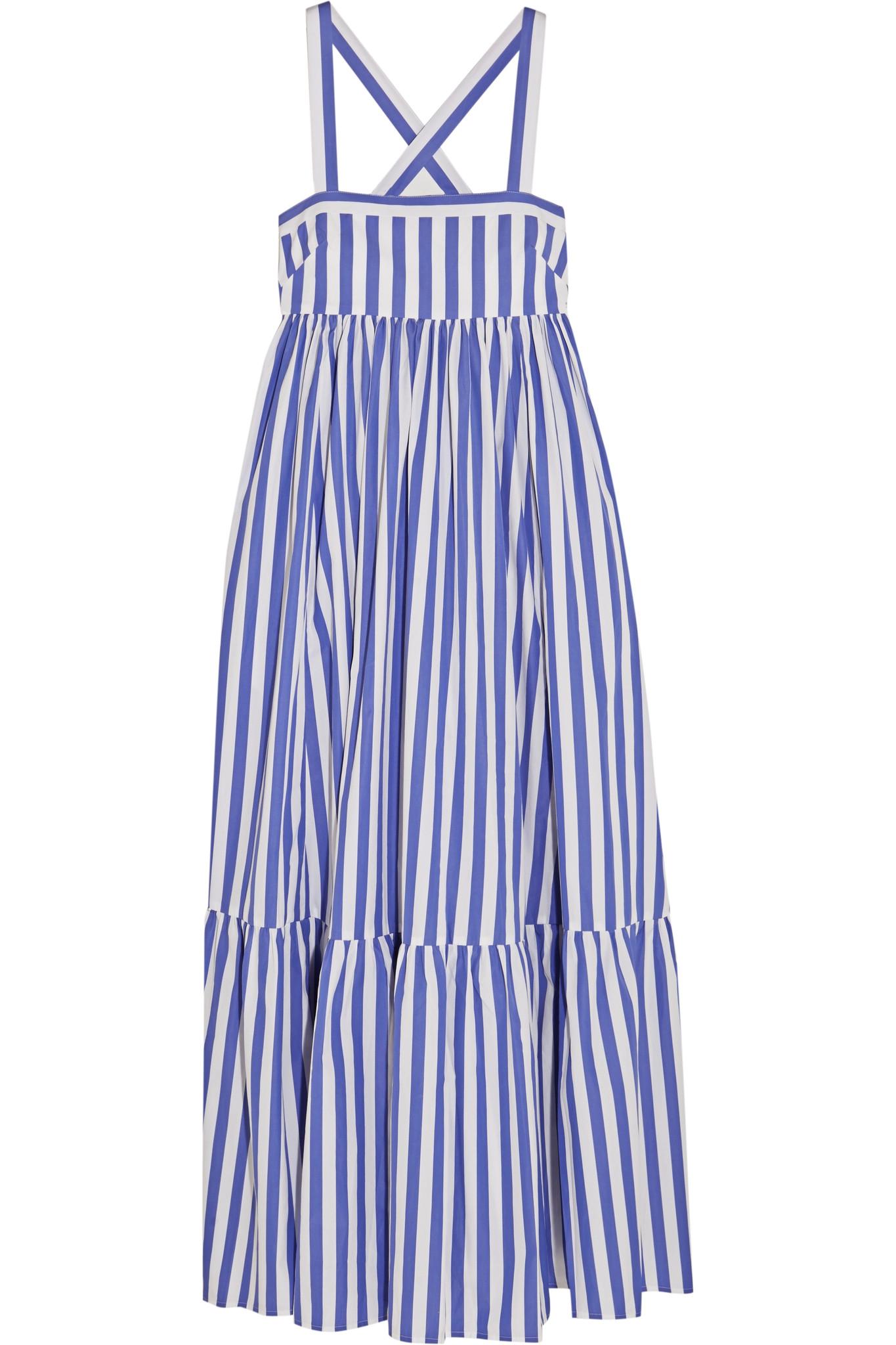 J.Crew + Thomas Mason Honduras Striped Cotton-poplin Maxi Dress in Blue ...