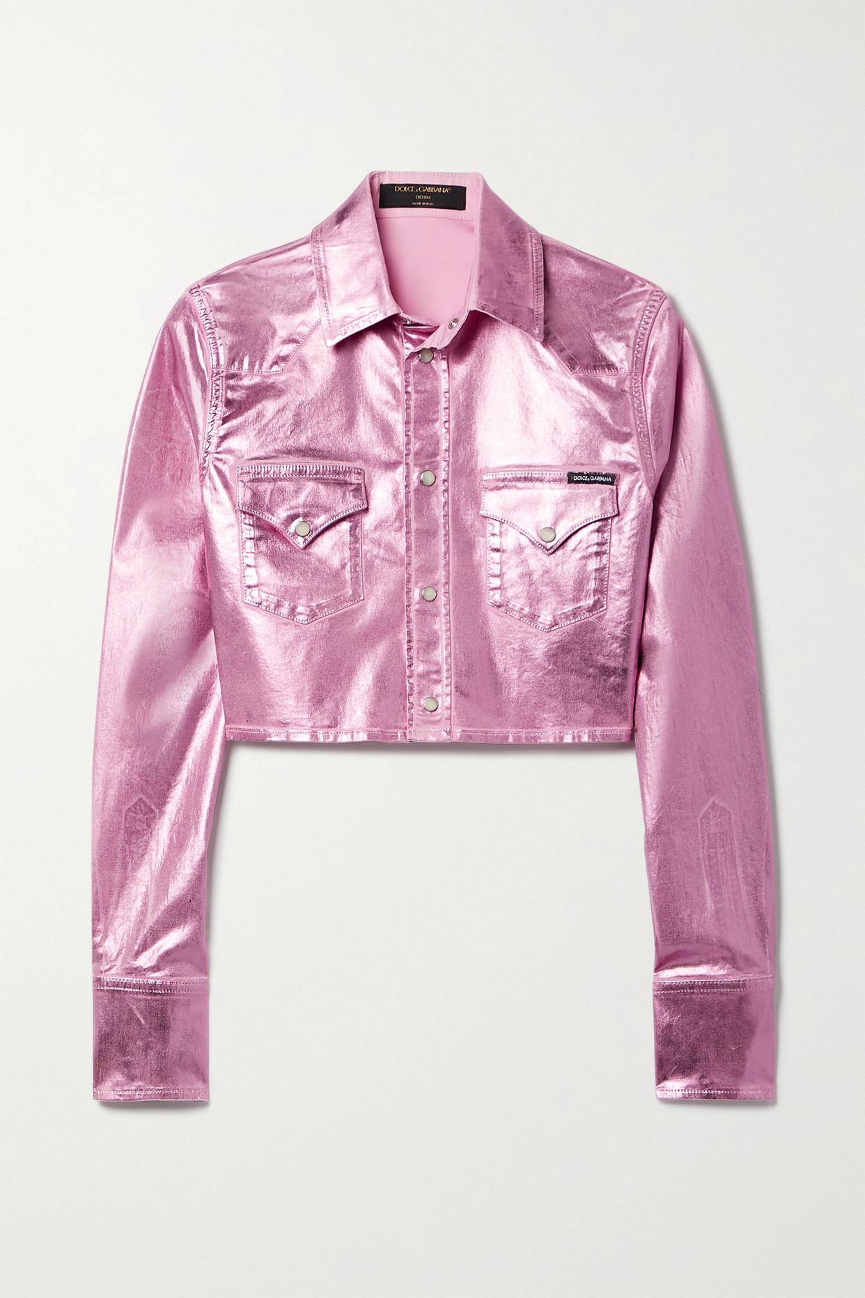 Dolce & Gabbana Pop Verkürzte Jeansjacke Mit Metallic-beschichtung in Pink  | Lyst AT
