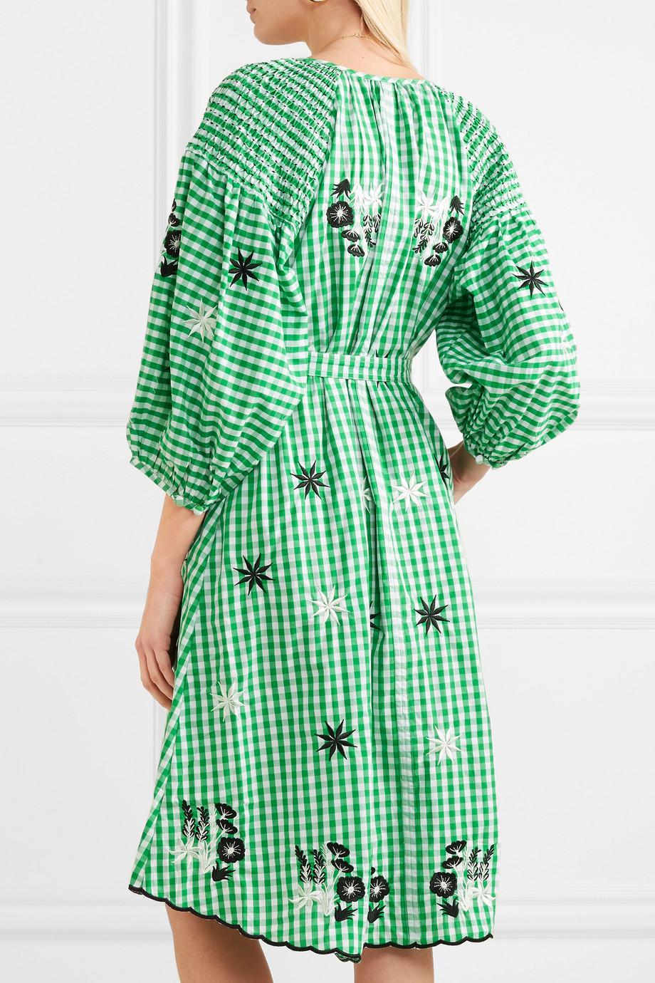 Innika Choo Smocked Embroidered Gingham 
