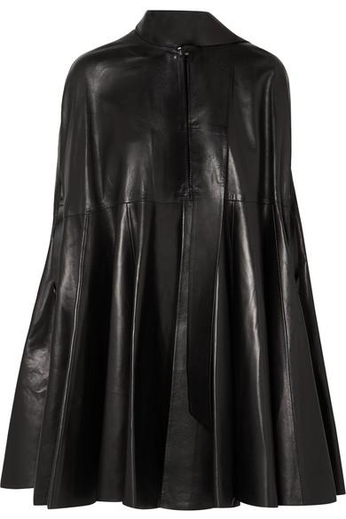 Draped Leather Cape in Black | Lyst