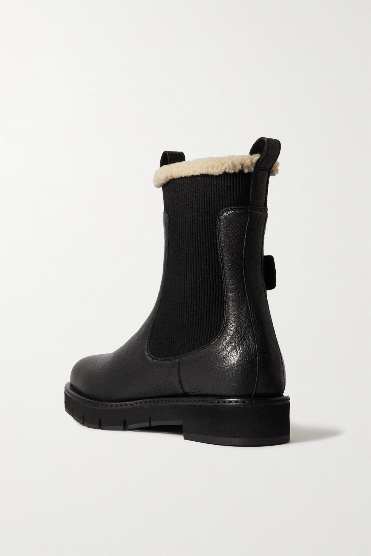Ferragamo Shearling-lined Leather Ankle Boots in Black | Lyst