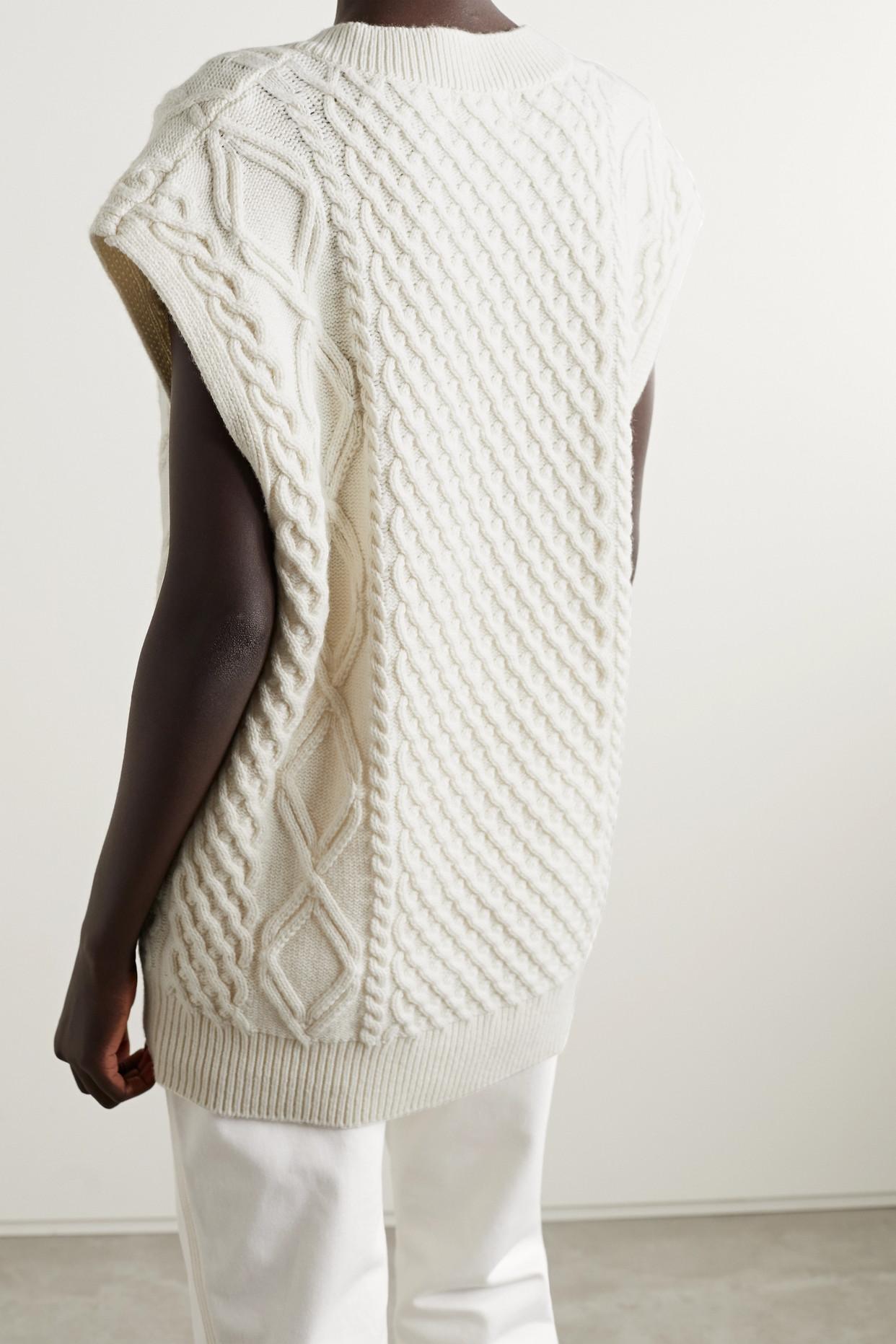 Frankie Shop Oversized Cable-knit Wool Tank in Natural | Lyst UK