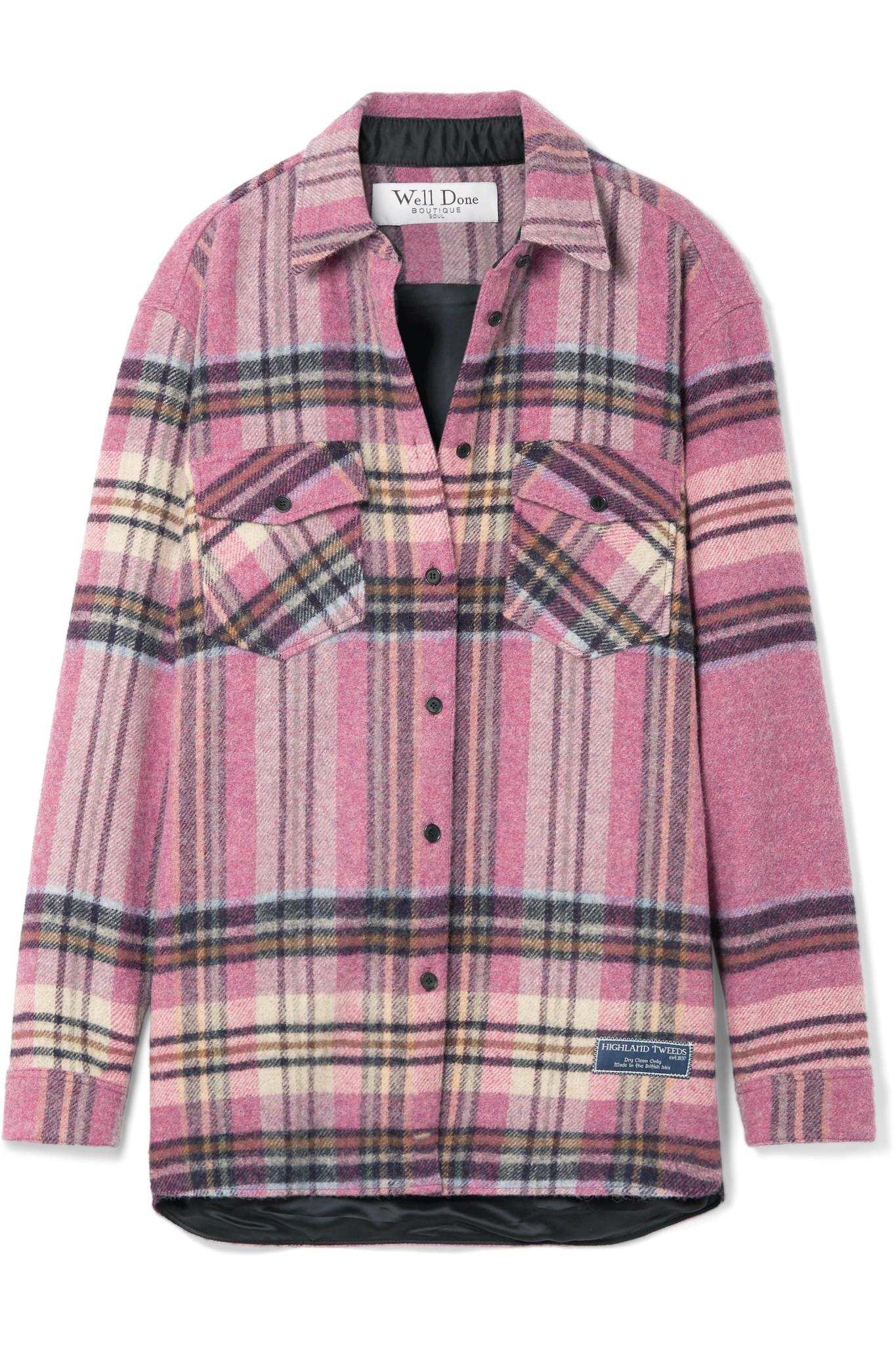 we11done Plaid Wool-flannel Shirt in Pink - Lyst