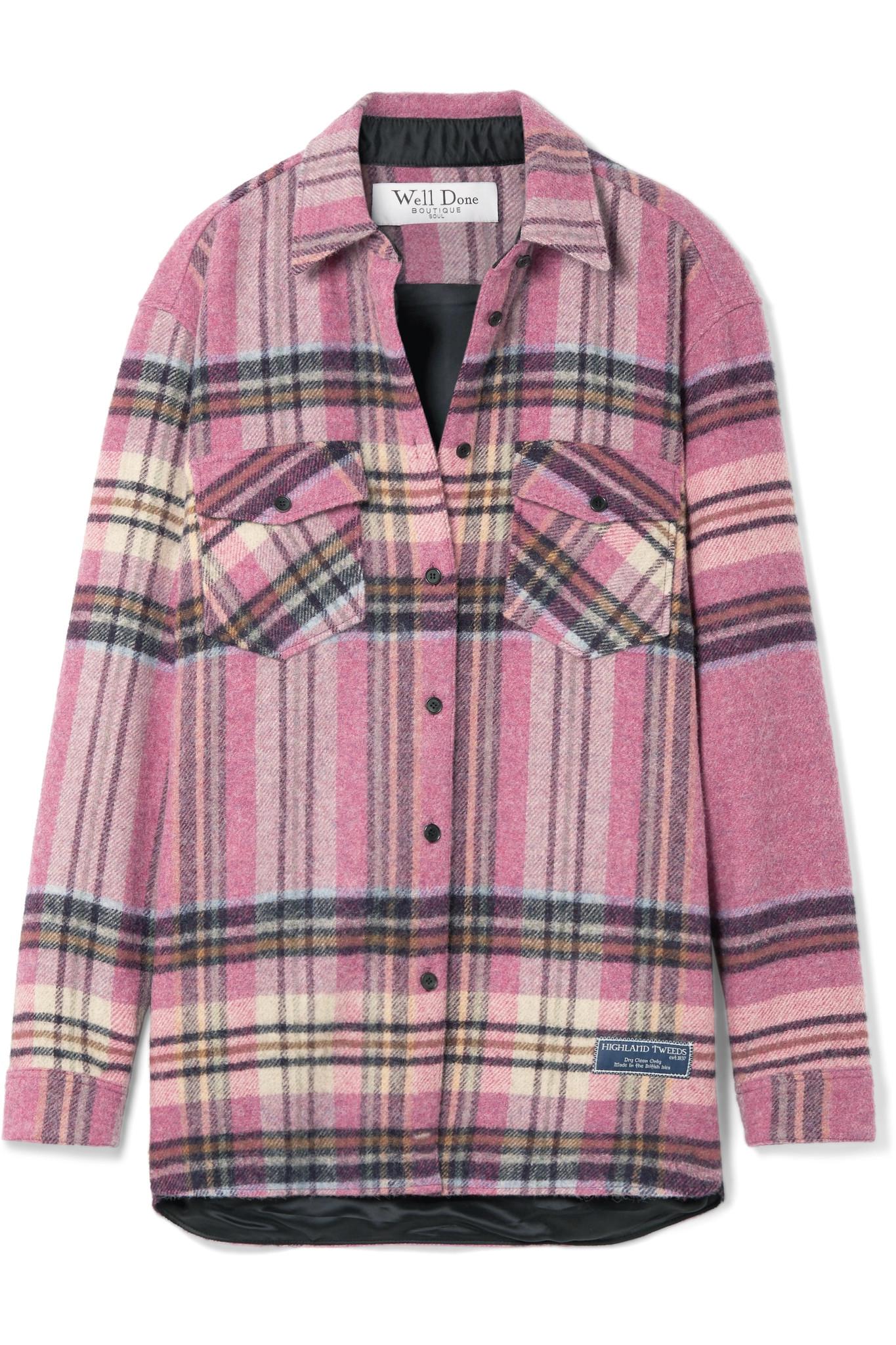 we11done Plaid Woolflannel Shirt in Pink Lyst
