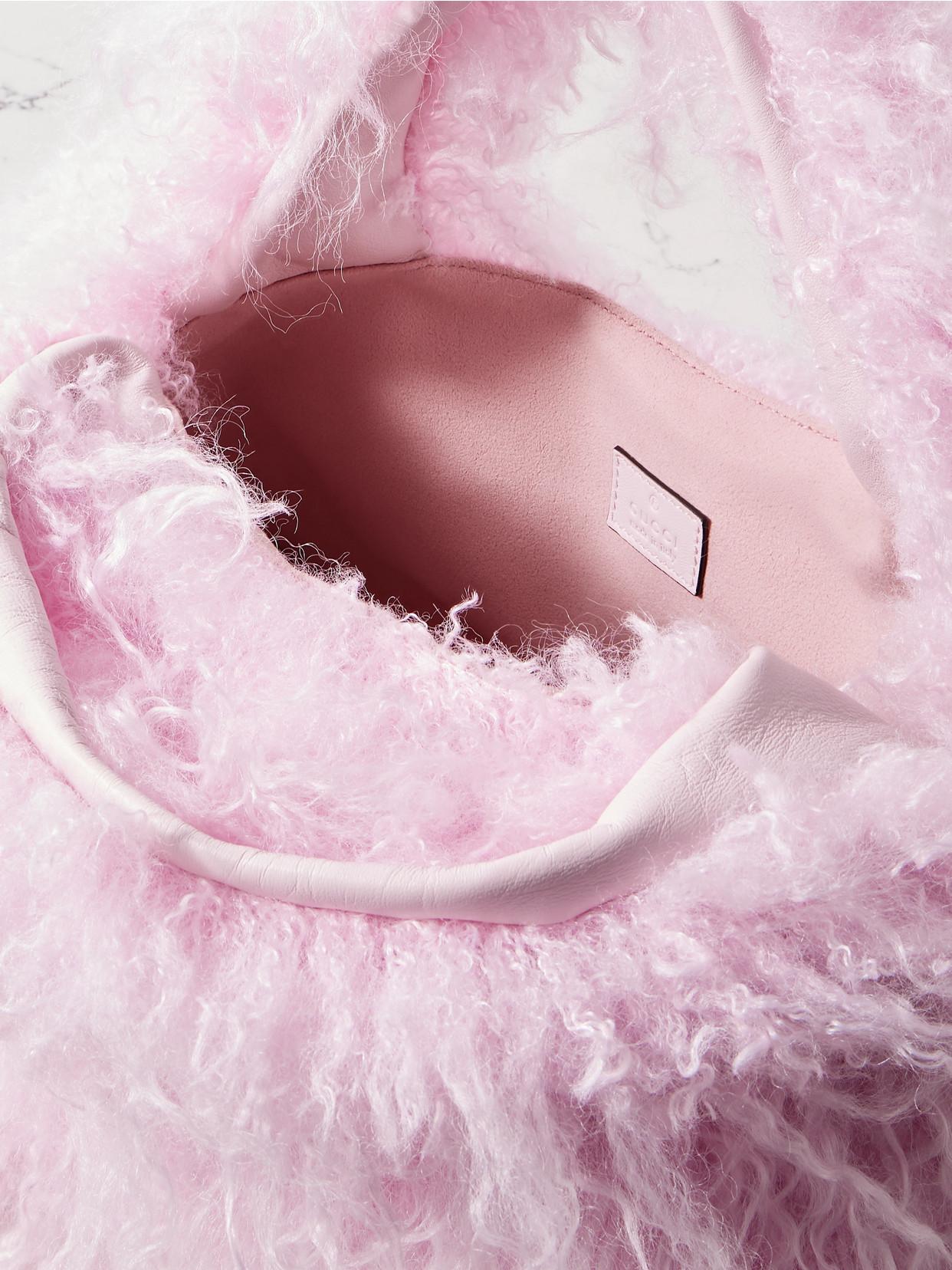 Gucci Softbit Shearling Tote in Pink | Lyst