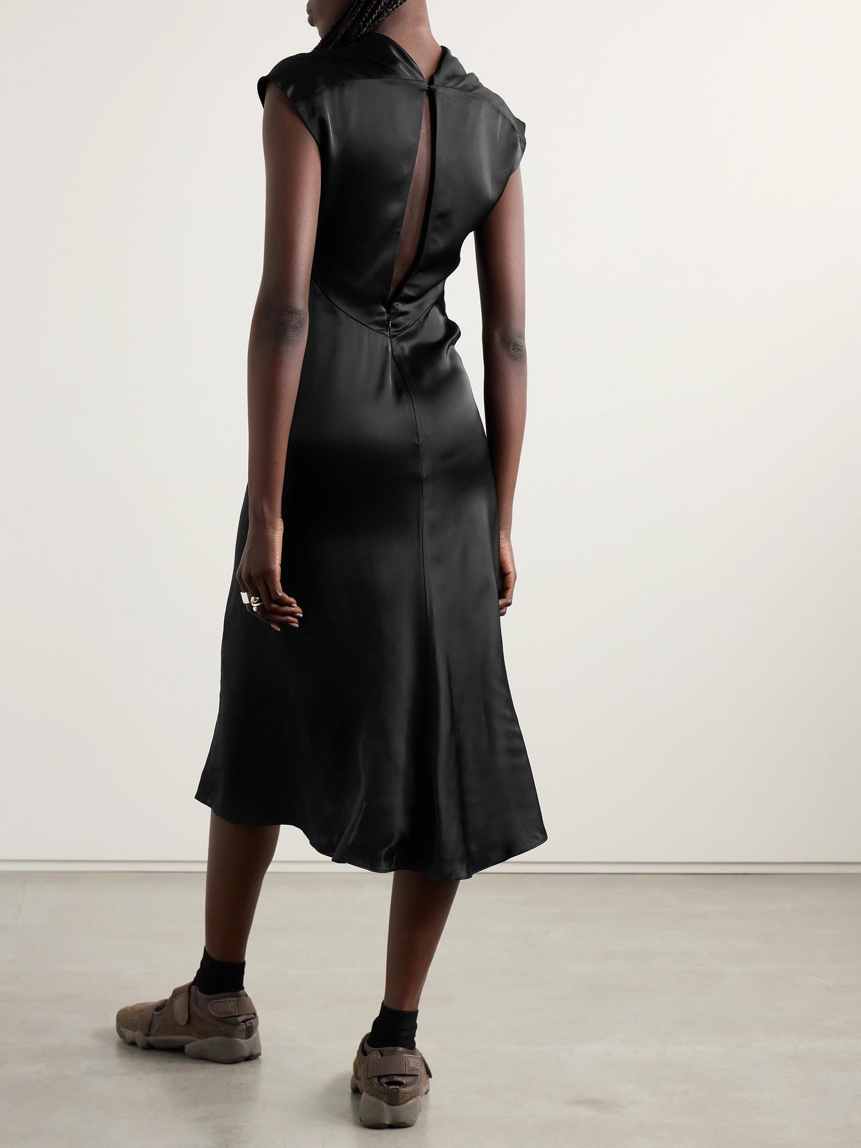 Acne Studios Draped Silk-Satin Midi Dress in Black Lyst UK