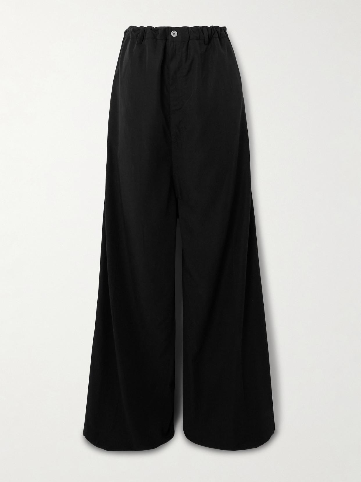 パンツ Balenciaga Black Lyocell Wide-Leg Pant Balenciaga Lyocell-Poplin Wide-Leg Pants in Black | Lyst