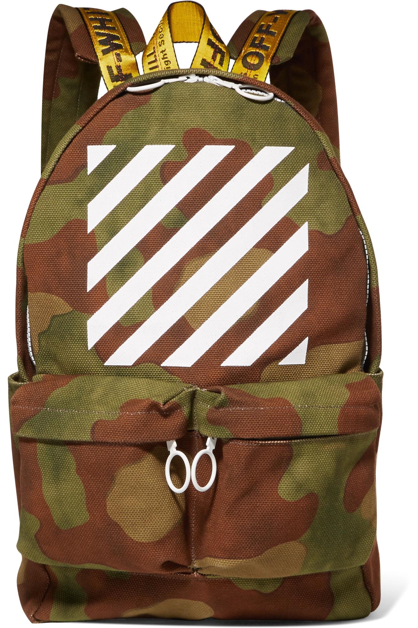 Off-White c/o Virgil Abloh Printed Canvas Backpack in Army Green (Green) -  Lyst