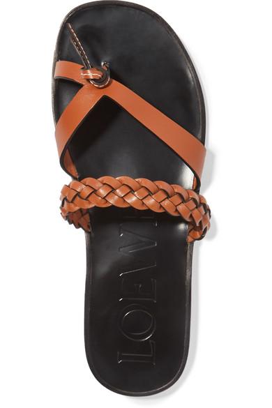 Loewe + Paula's Ibiza Braided Leather Sandals in Tan (Brown) | Lyst
