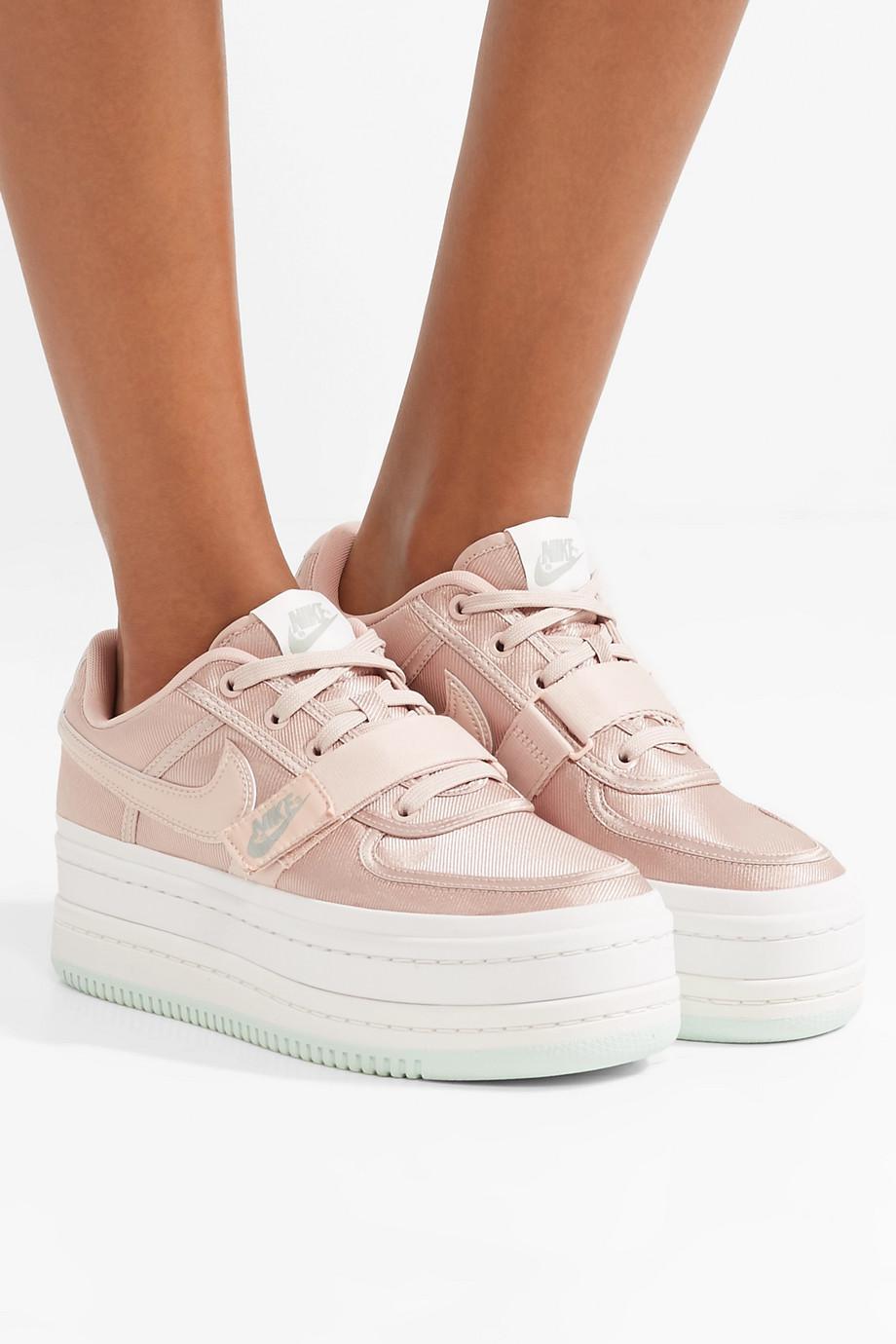 Nike Vandal Faux Leather-trimmed Metallic Faille Platform Sneakers in Pink | Lyst