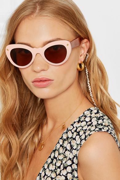 Lucy Folk Wingspan Two Tone Cat Eye Acetate Sunglasses In Pink Lyst