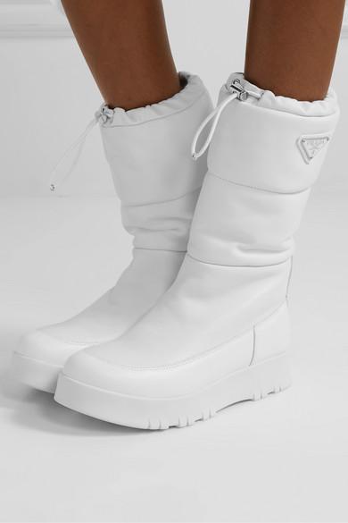 Prada Padded Moon Boots in White | Lyst