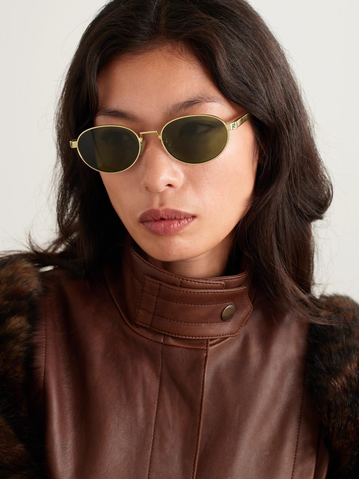 Fendi Fendi Sky Round-Frame-Tone Sunglasses in Green | Lyst