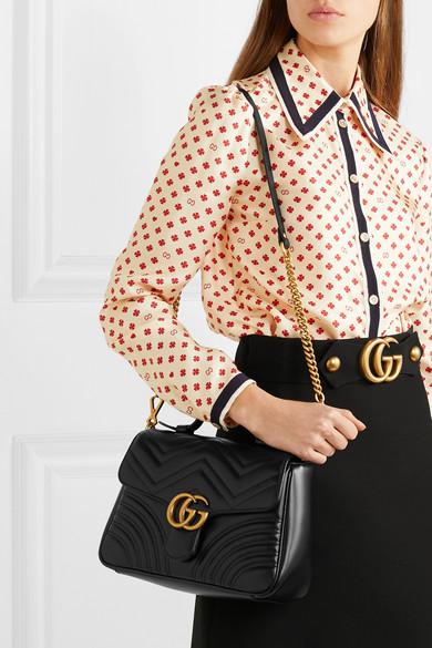 Gucci Black GG Marmont Small Top Handle Bag - Save 45% - Lyst