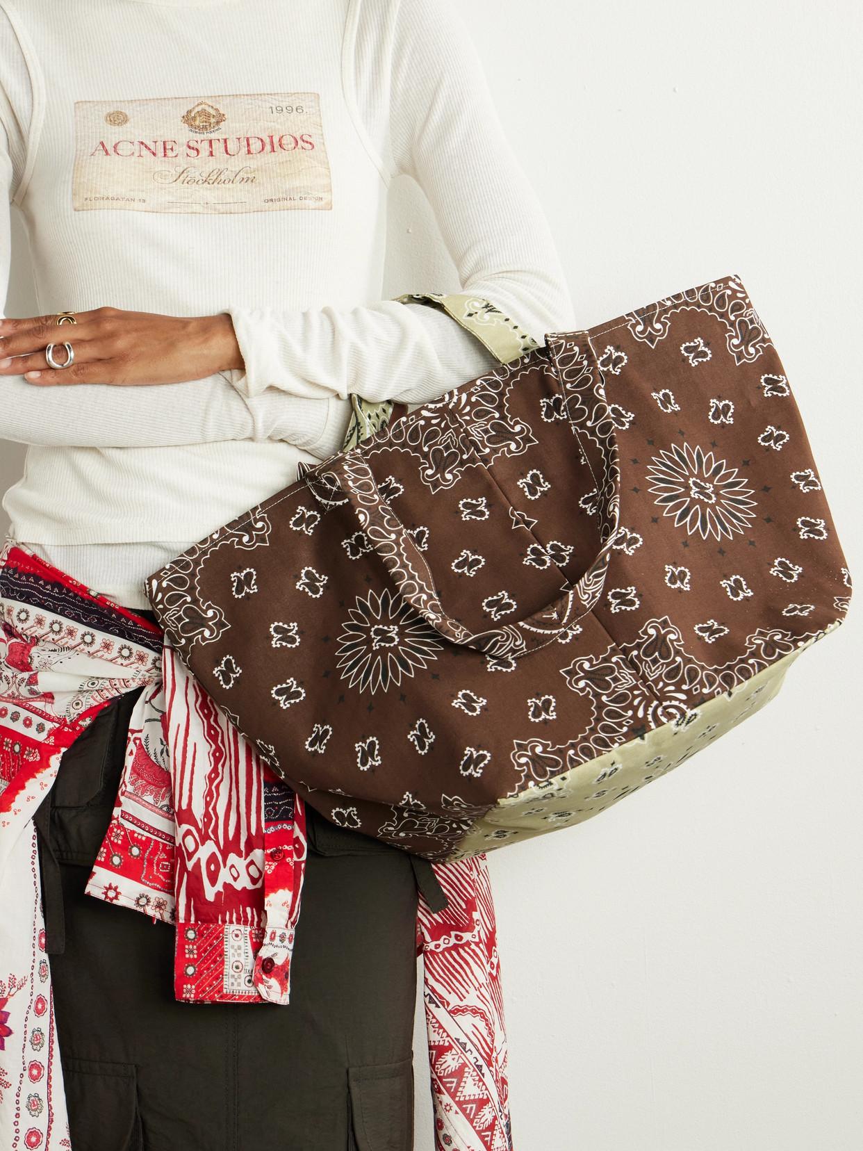 Call it By Your Name Bandana-Print Cotton-Canvas Tote in Brown | Lyst