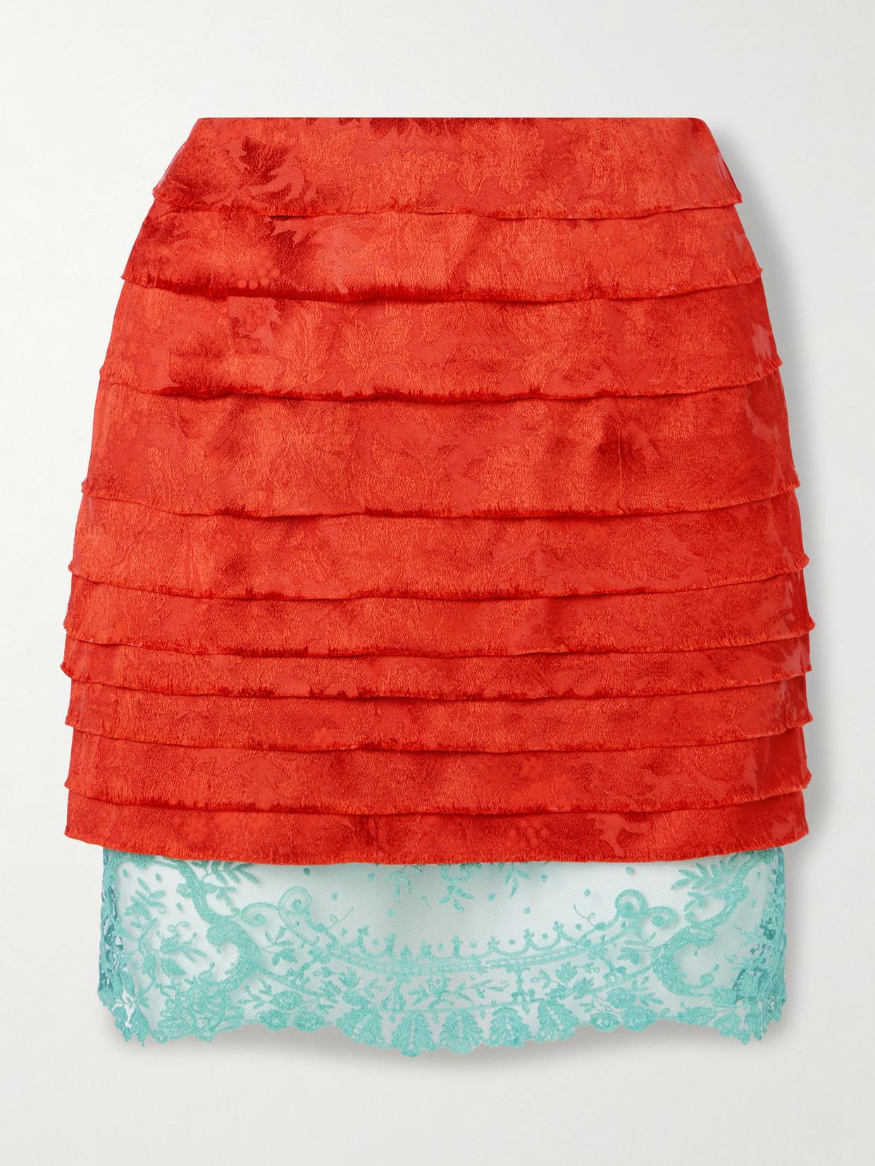 Saint Laurent Layered Cotton And Silk-Blend Lace-Trimmed