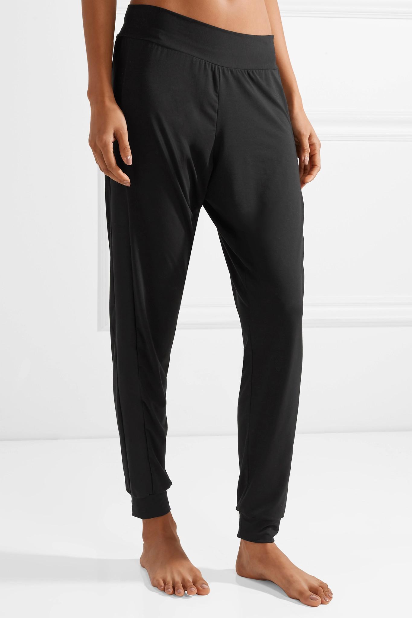 Commando Butter Satin-trimmed Stretch-micro Modal Track Pants in Black - Lyst