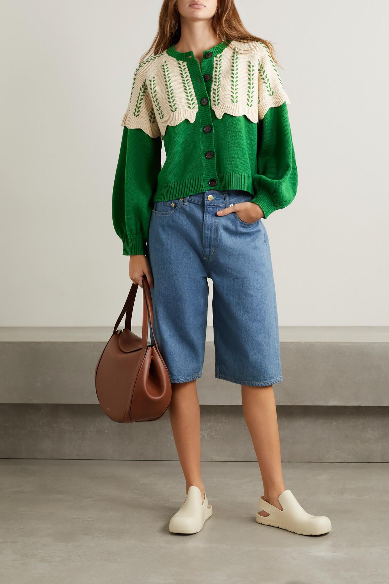 Embroidered Cotton-blend Cardigan 